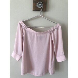 Banana Republic Petite Womens Size XXS Pink Blouse Off Shoulder 3/4 Sleeve